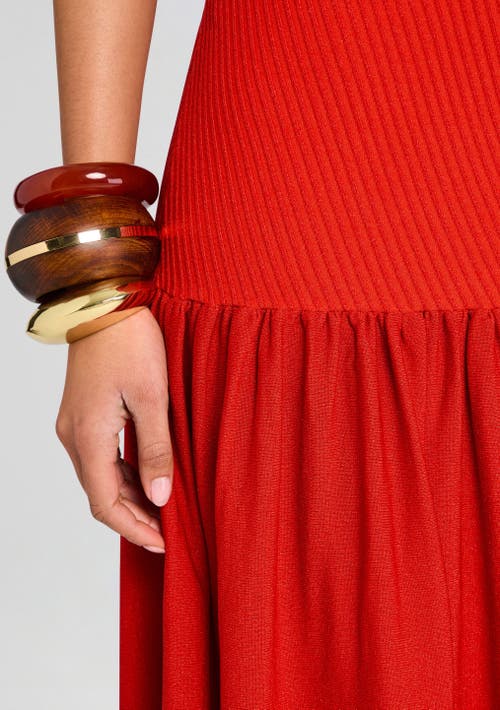 Retroféte Kennedi Knit Drop-waist Dress In Metallic Geranium
