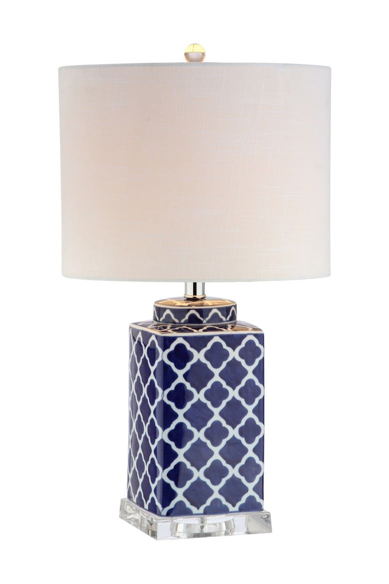 Clarke 23" Chinoiserie LED Table Lamp, Blue/White, Main, color, Blue/White