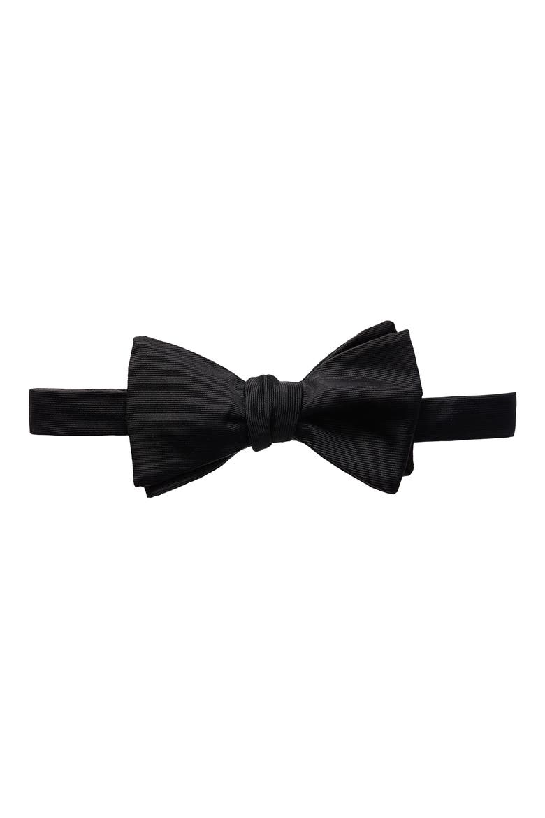 Silk Grosgrain Bow Tie, Main, color, BLACK