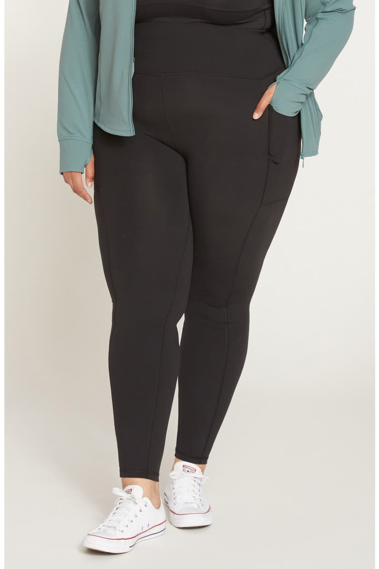 Next to Naked Pocket Ankle Leggings, Main, color, BLACK