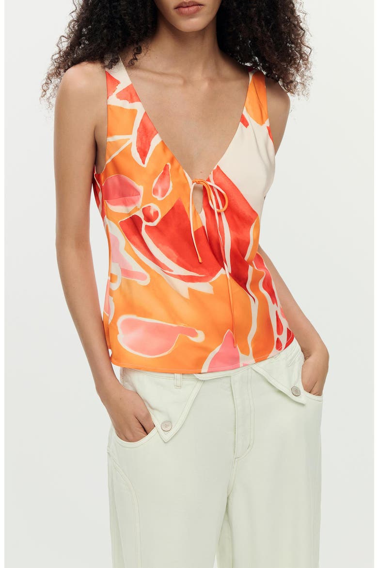 Tie Front Sleeveless Tank, Main, color, ORANGE