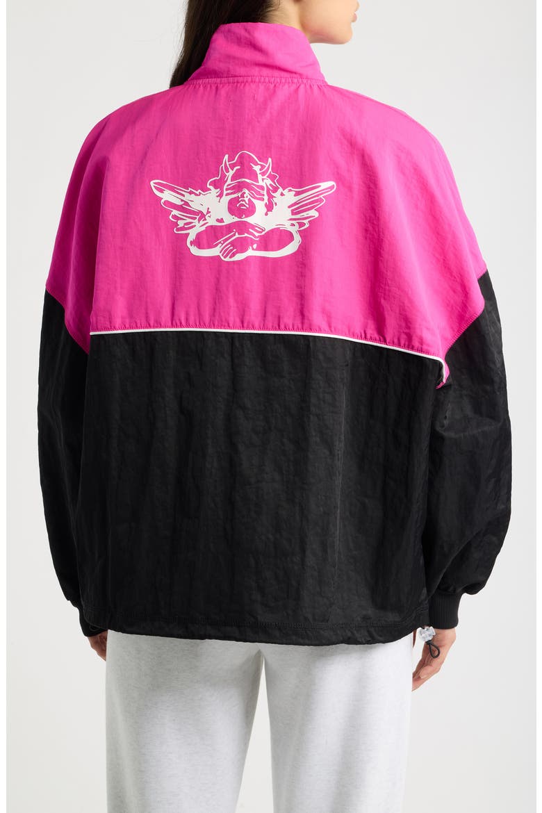 Juliet Nylon Quarter Zip Track Jacket, Alternate, color, HOT PINK