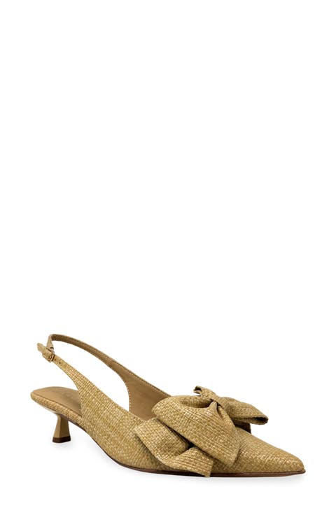 Nora Bow Kitten Heel Slingback Pump (Women)