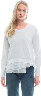 Wilt Boxy Mixed Fabric Hem T-Shirt
