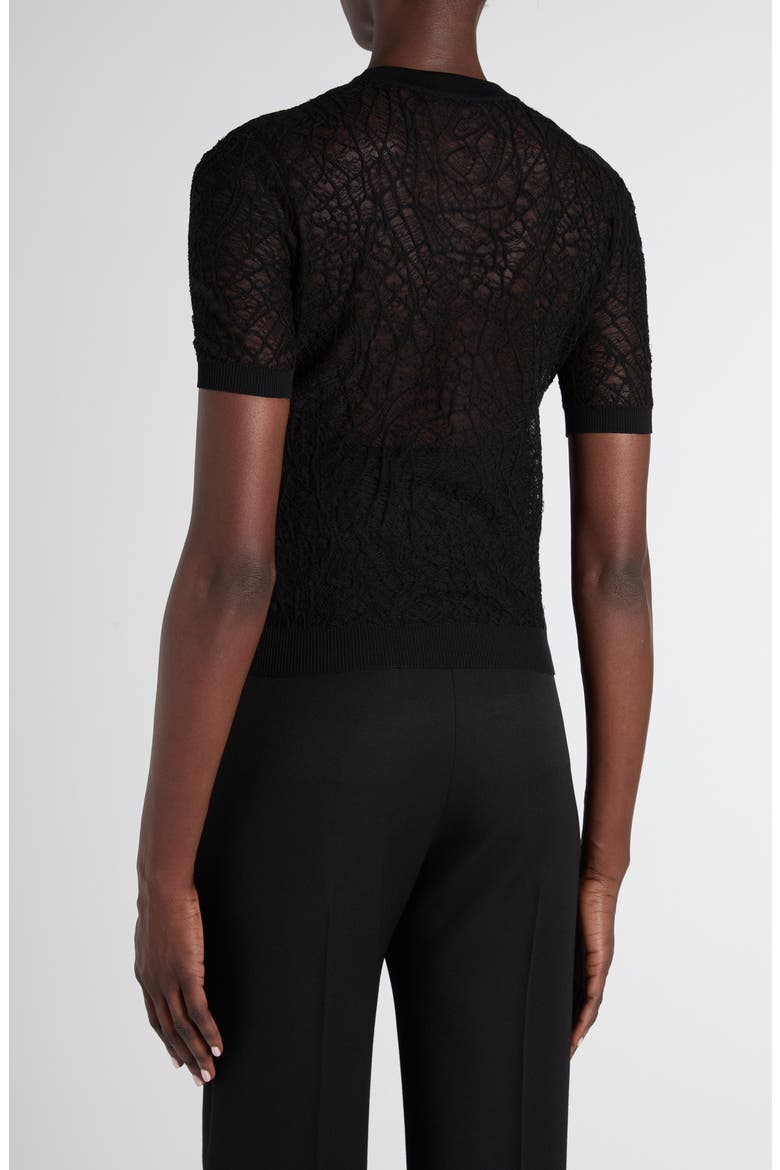Spider Lace Cotton & Silk Jacquard Sweater, Alternate, color, BLACK