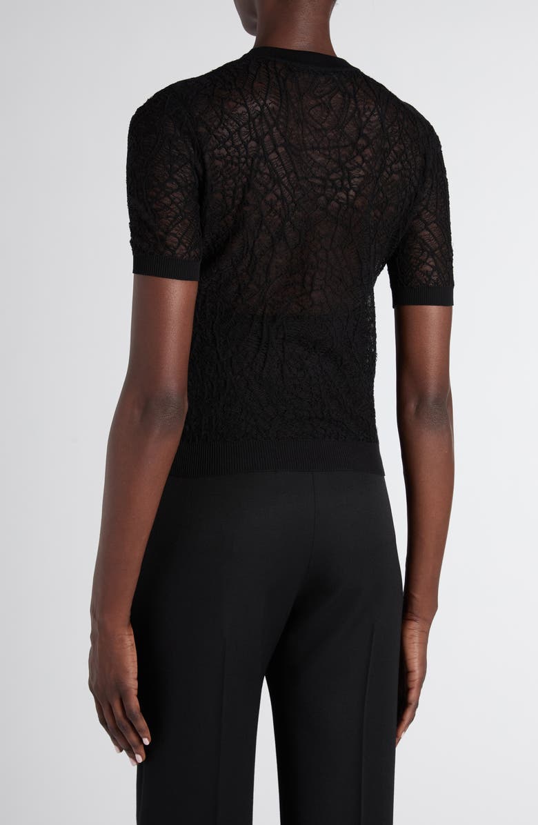 McQueen Spider Lace Cotton & Silk Jacquard Sweater, Alternate, color, Black