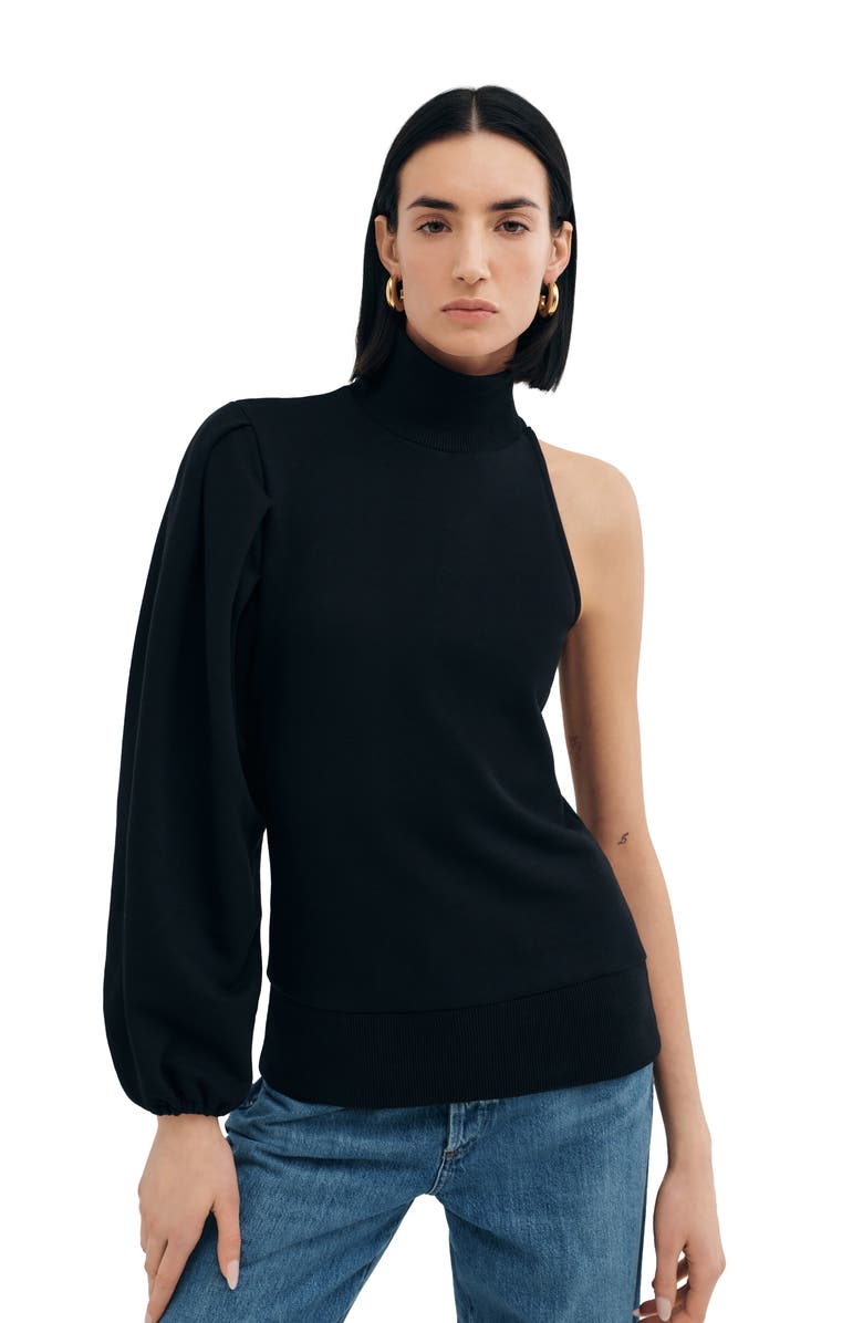 Marcella Rhett One Shoulder Sweatshirt, Alternate, color, Black