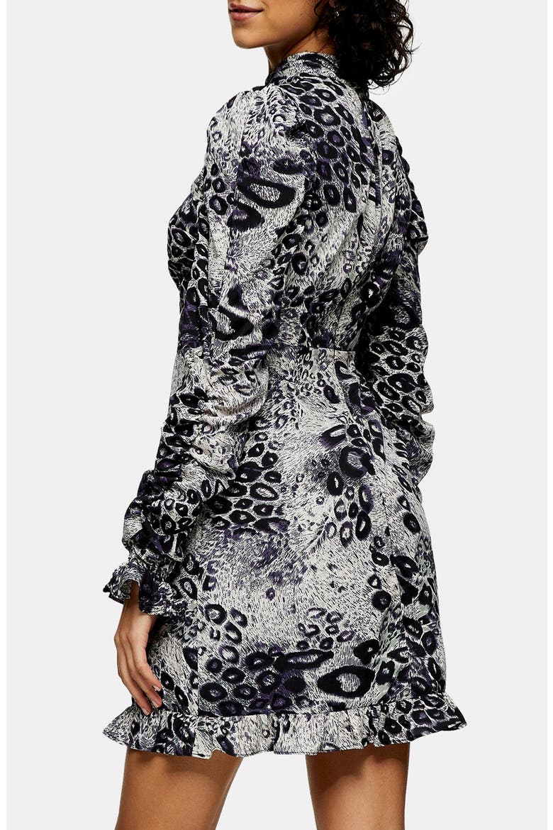Animal Print Long Sleeve Minidress, Alternate, color, BLACK MULTI