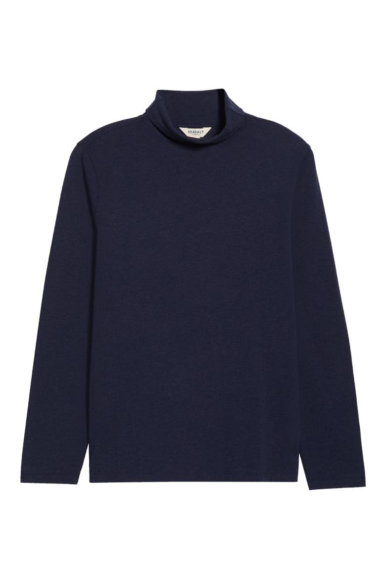 Landing Turtleneck Stretch Organic Cotton Top, Alternate, color, MARITIME