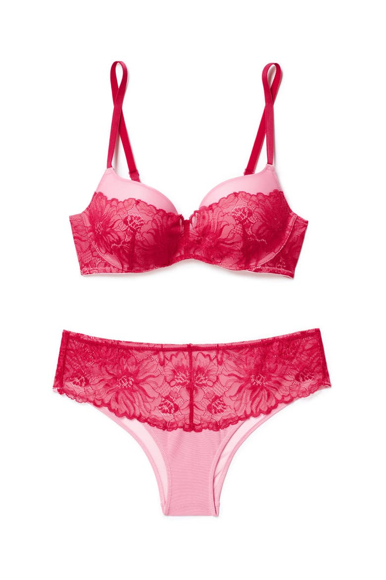 Cyla Push Up Plunge Bra, Alternate, color, Medium pink