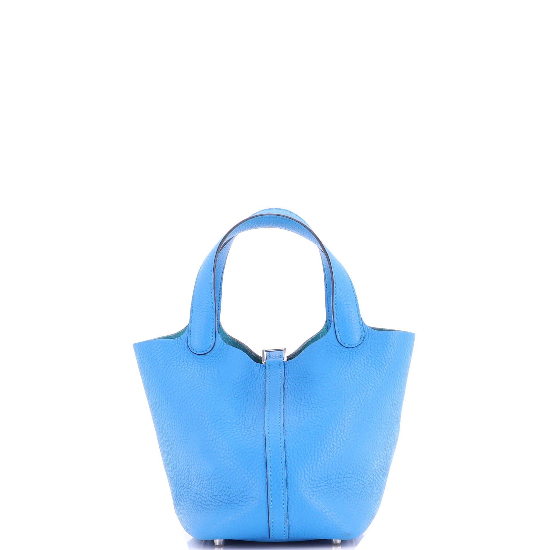 Pre-Owned Hermes Picotin Lock Bag Clemence PM, Alternate, color, Bleu Zanzibar