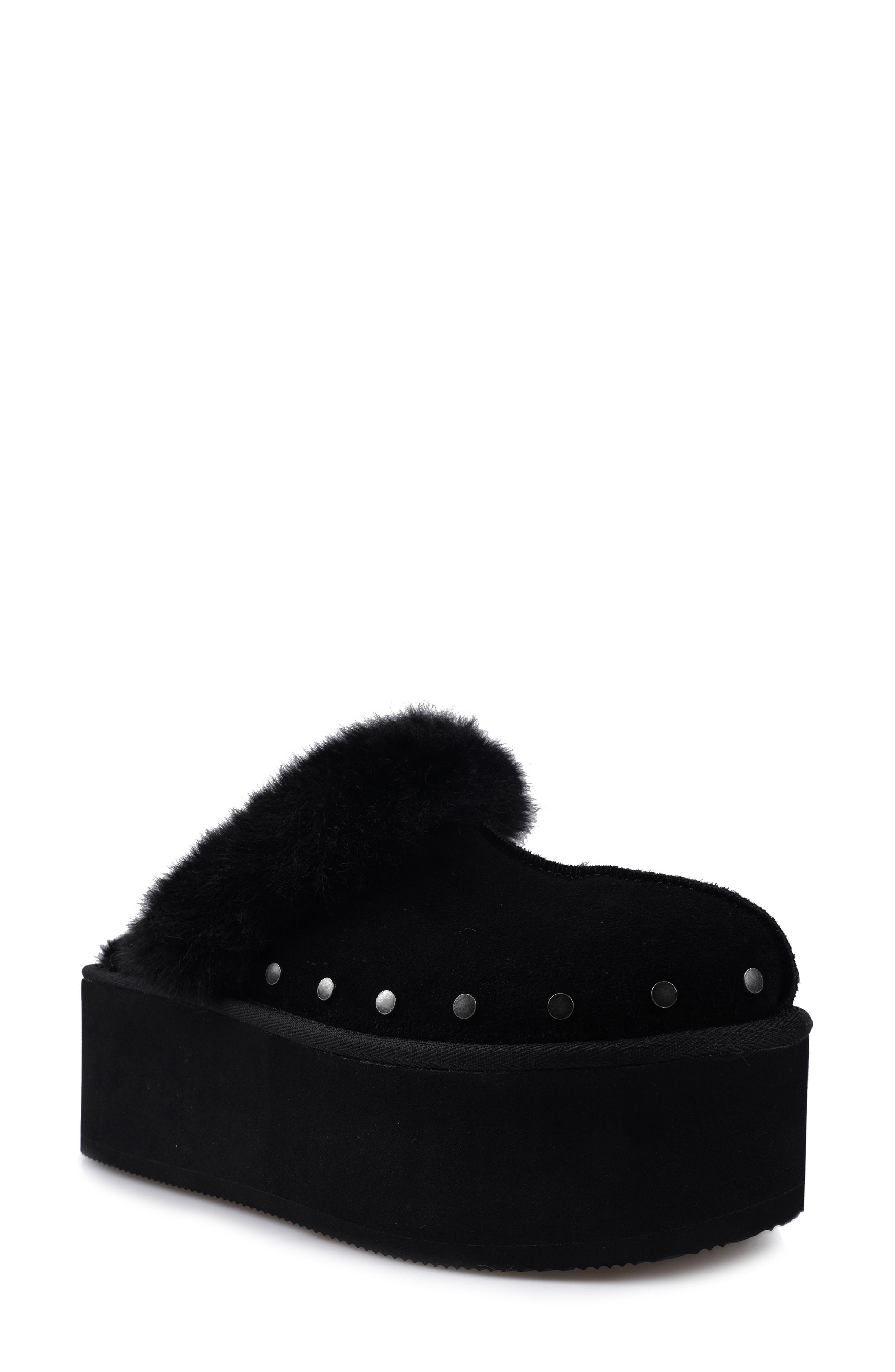 Candie's Sutton Faux Fur Platform Clog, Main, color, Black Suede