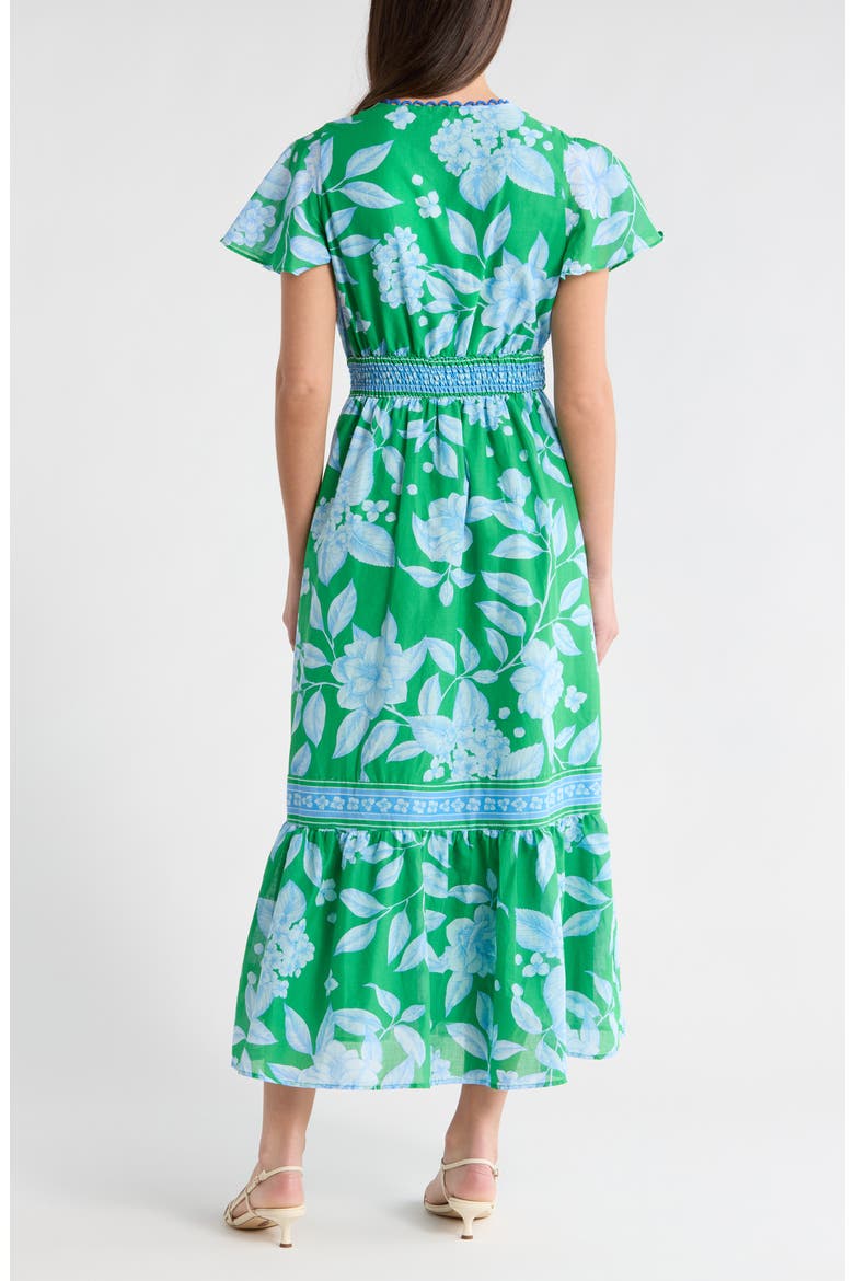 Verben Floral Print Surplice Neck Dress, Alternate, color, KELLY-BLUES