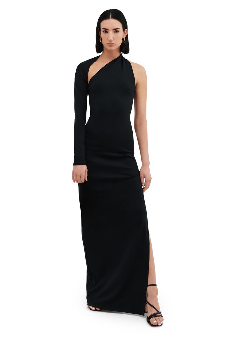 Milan One Shoulder Gown, Alternate, color, BLACK