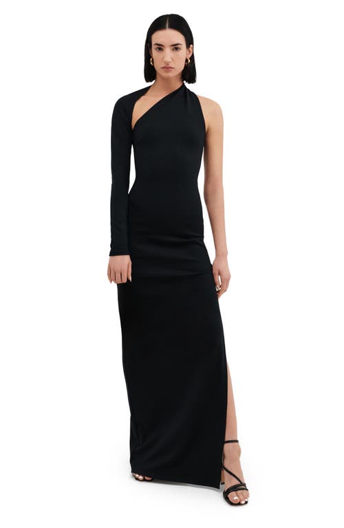 Two Lines By Marcella Milan One Shoulder Gown In Black