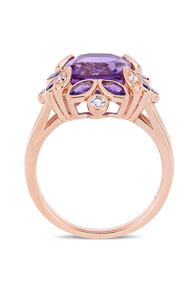 Amethyst & White Topaz Floral Ring, Alternate, color, Amethyst