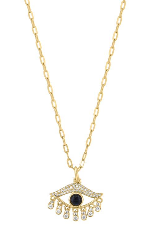 18k Gold Plated Sterling Silver Diamond Evil Eye Necklace