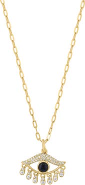 EFFY 18k Gold Plated Sterling Silver Diamond Evil Eye Necklace