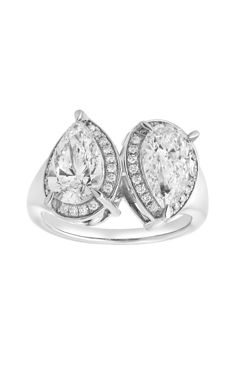 LuvMyJewelry Sansa 14K Gold Toi et Moi Pear Lab Grown Diamond Ring - 3.25 Cts, Main, color, 14K White Gold