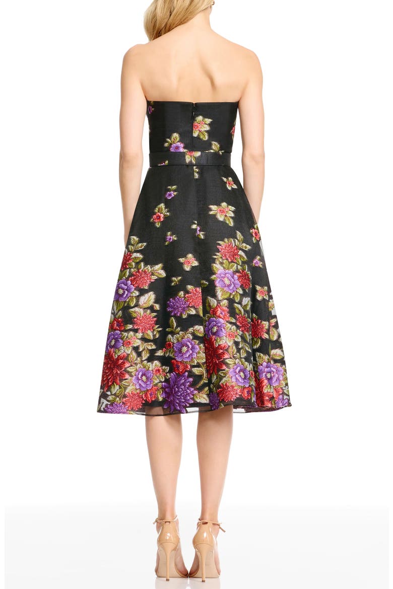Carlita Belted Floral Strapless Cocktail Dress, Alternate, color, BLACK MULTI