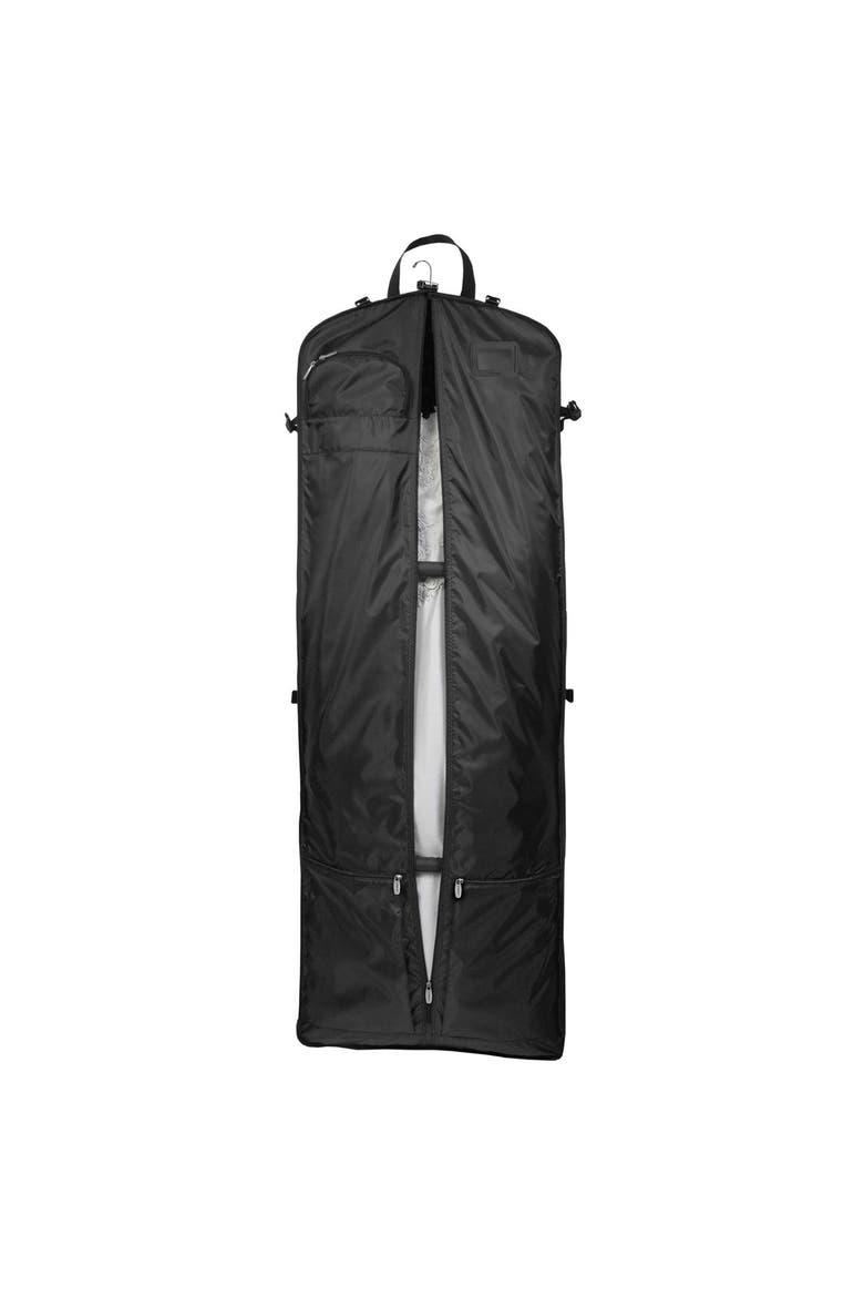 66" Premium Tri-Fold Carry On Destination Wedding Gown Travel Bag with multiple pockets and shoulder strap, Alternate, color, Black