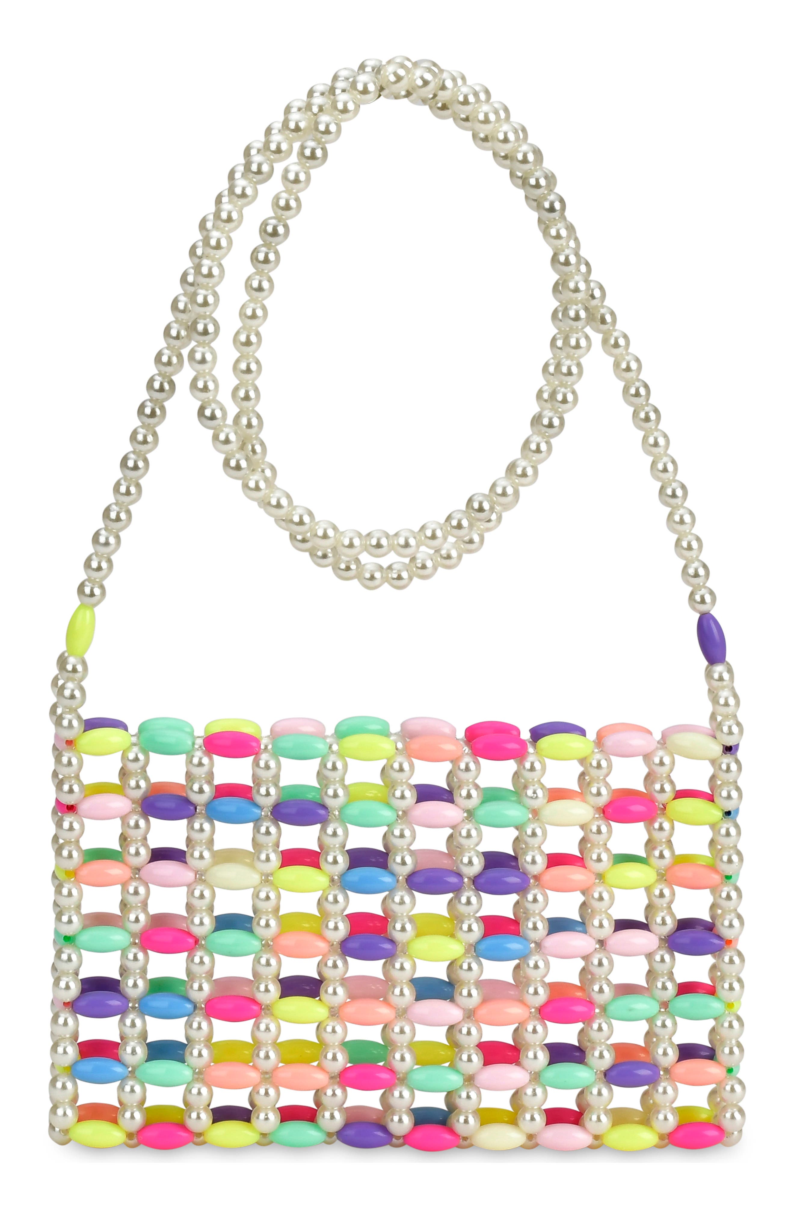 Iscream Kids' Pretty Pastel Beaded Crossbody Bag, Main, color, Multi