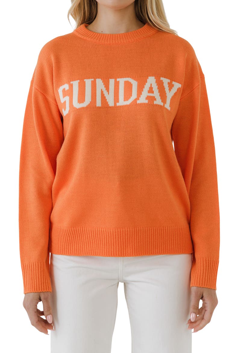 Weekday Motif Sweater, Alternate, color, ORANGE