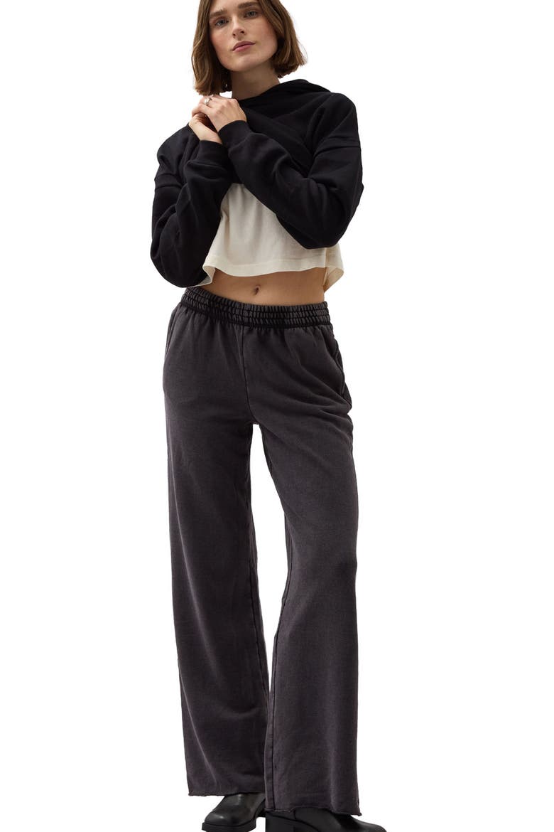 The Recycled Fleece Wide Leg Sweatpant, Main, color, Mineral Black