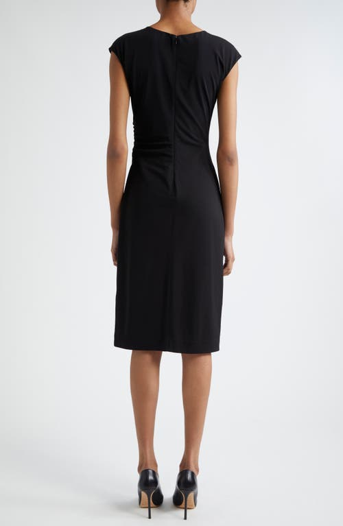 Emporio Armani Ruched Sheath Dress In Solid Black