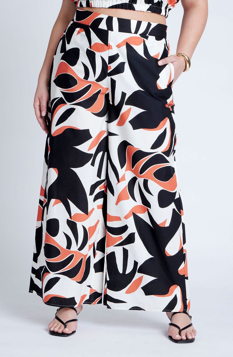 ELOQUII Print Pull-On Wide Leg Pants, Main, color, 