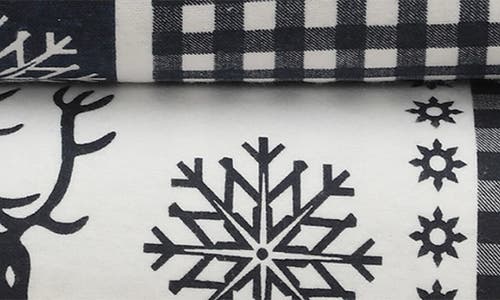 Azores Home Gingham Deer Heavyweight Cotton Flannel Sheet Set In Blue