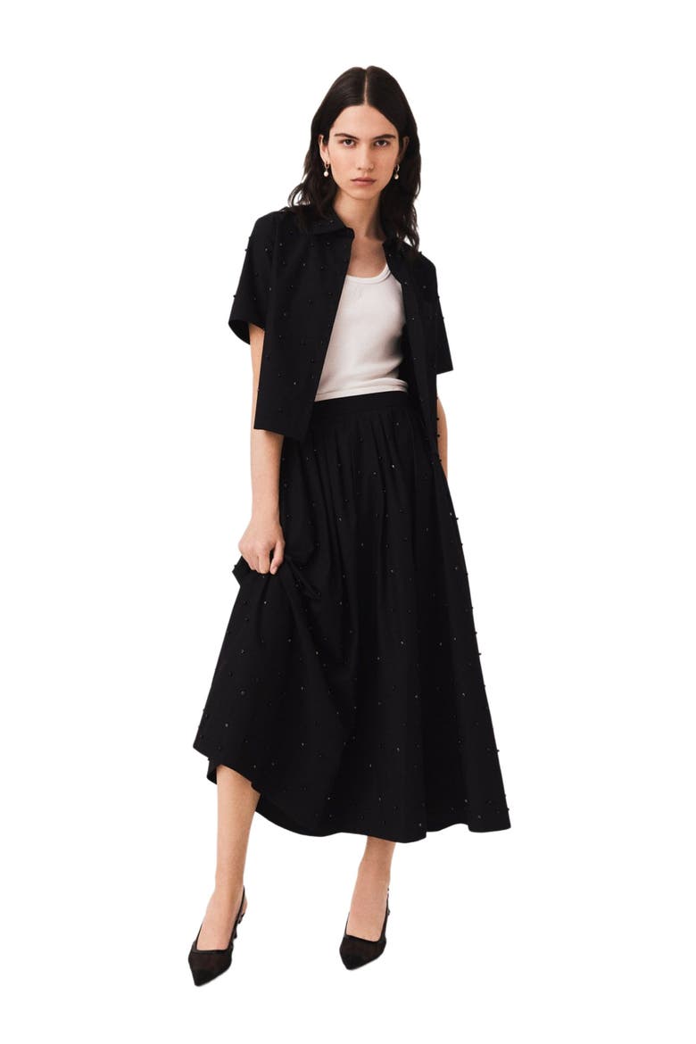 Long beaded and rhinestone skirt, Alternate, color, Black