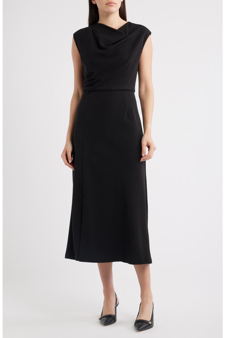 Cowl Neck Midi Dress, Main, color, BLACK