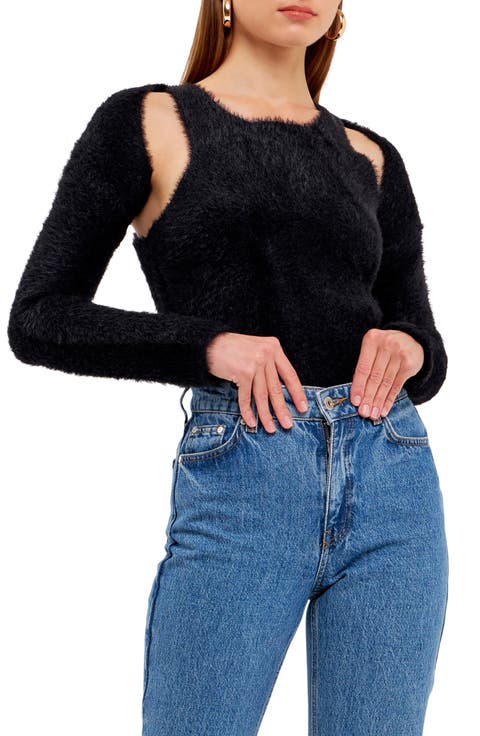 Feather Plush Shrug & Tank Set