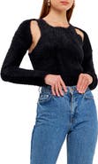 Grey Lab Feather Plush Shrug & Tank Set