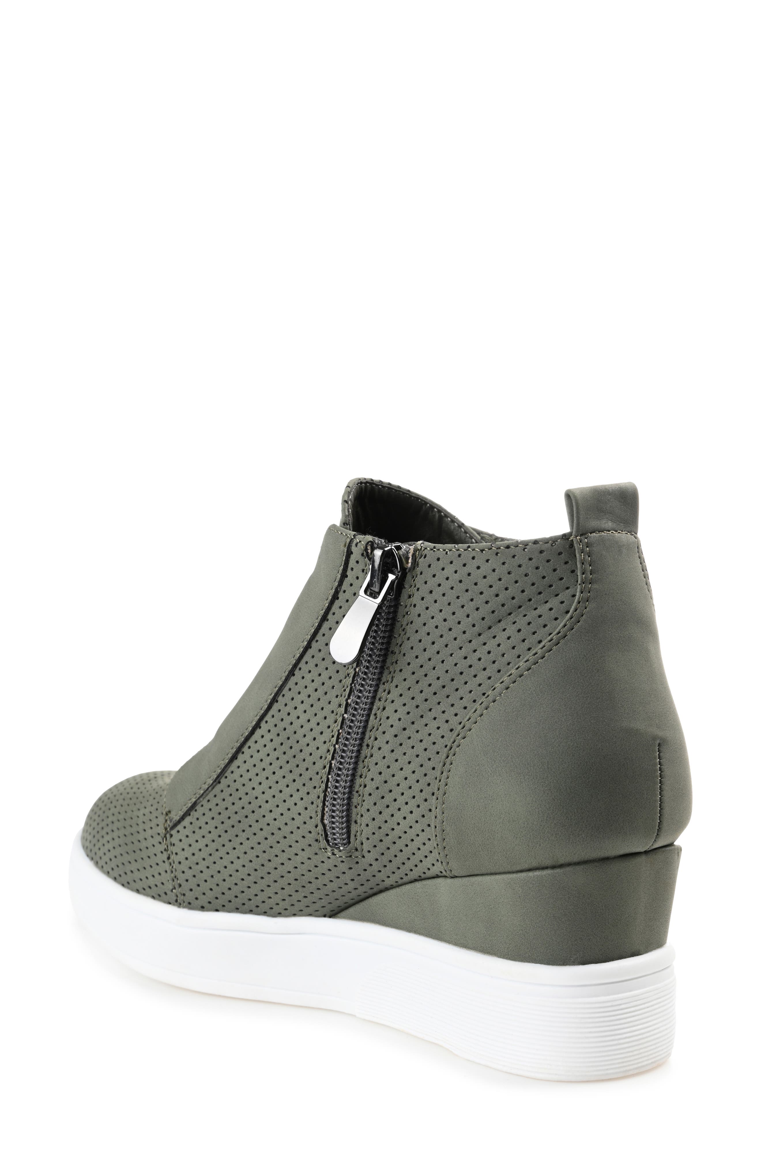 Journee Collection Clara Wedge Sneaker - Wide Width, Alternate, color, Olive