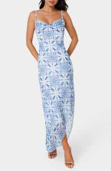 bebe Cowl Neck Chiffon Maxi Dress