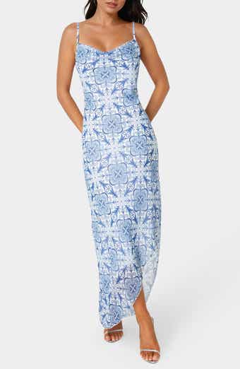 bebe Cowl Neck Chiffon Maxi Dress
