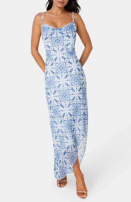 bebe Cowl Neck Chiffon Maxi Dress