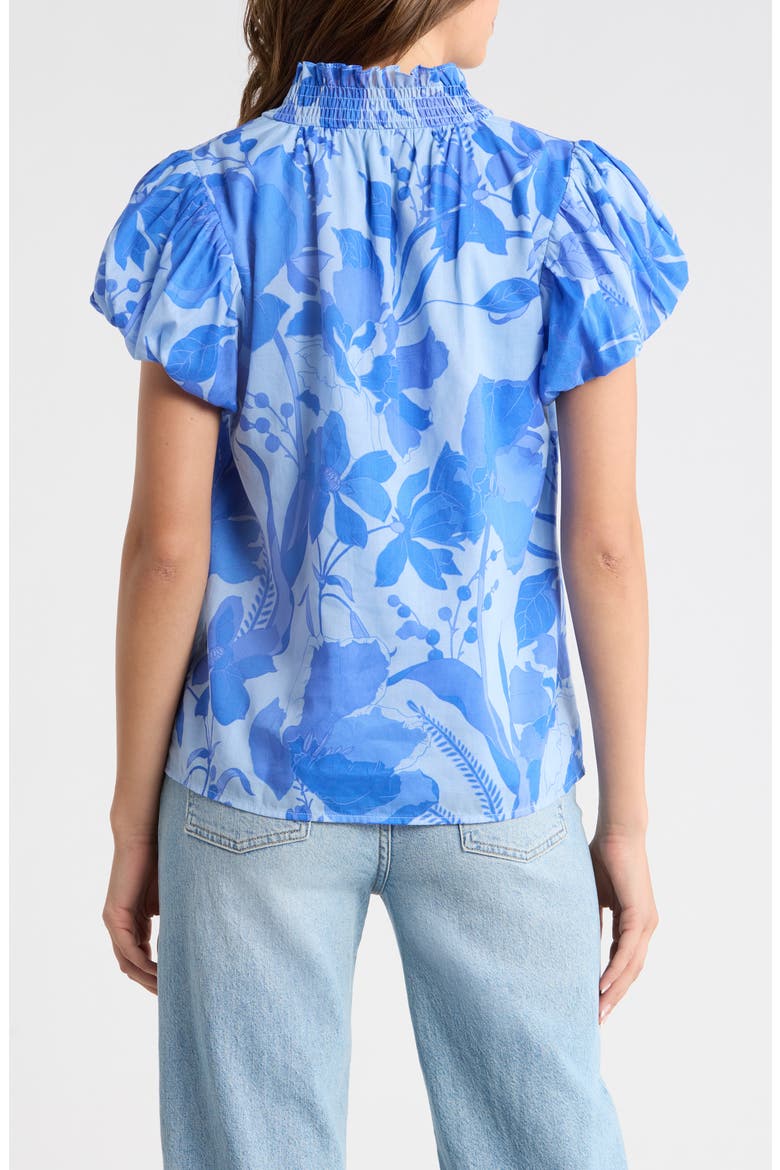 Veran Floral Puff Sleeve Cotton Top, Alternate, color, LIGHT BLUE