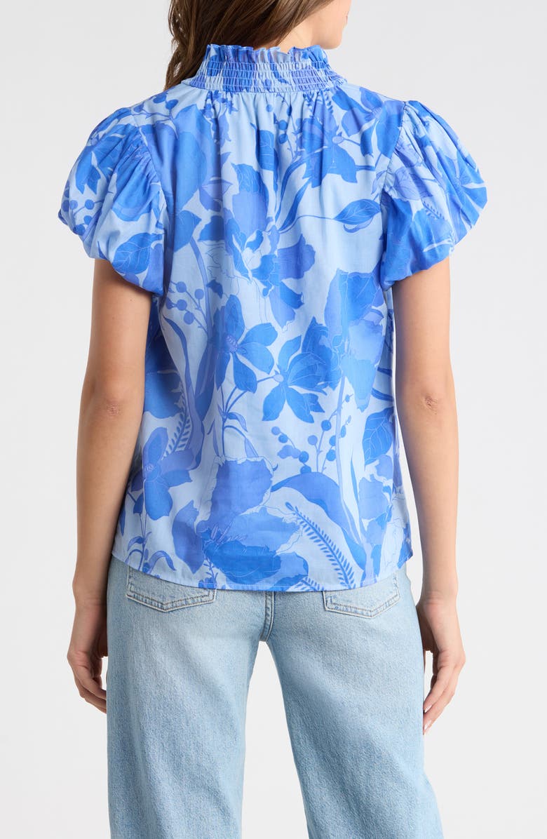 SUGARLIPS Veran Floral Puff Sleeve Cotton Top, Alternate, color, Light Blue