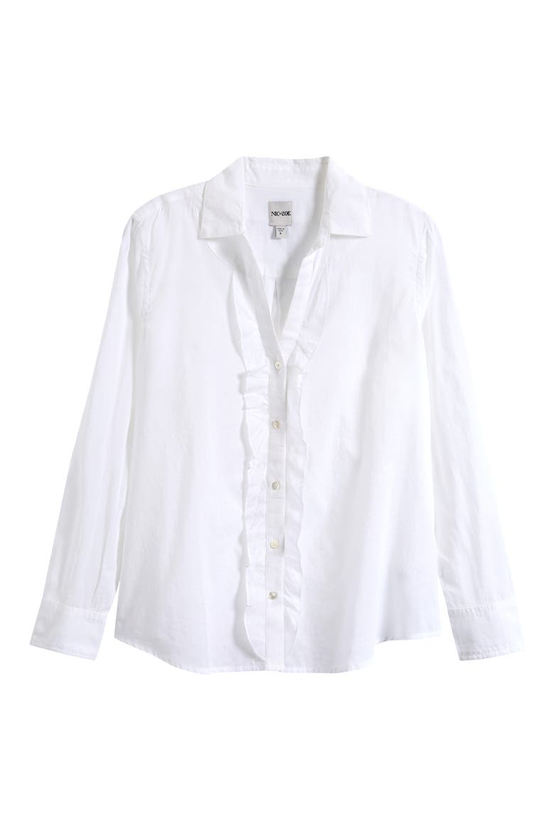 Ruffle Cotton Shirt, Alternate, color, PAPER WHITE