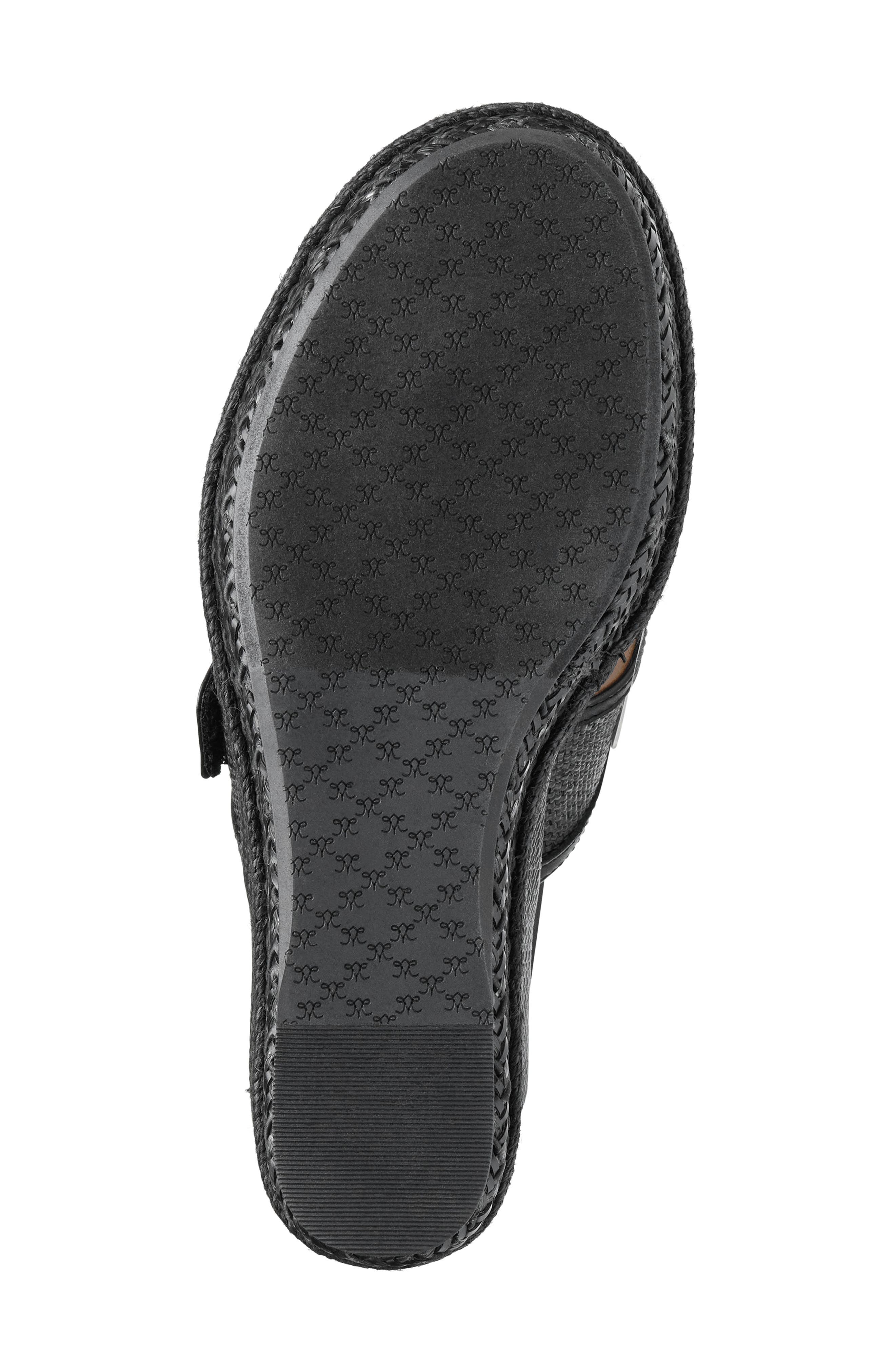 Johnston & Murphy Addison Buckle Platform Wedge Slide Sandal, Alternate, color, Black Raffia/Nappa Leather
