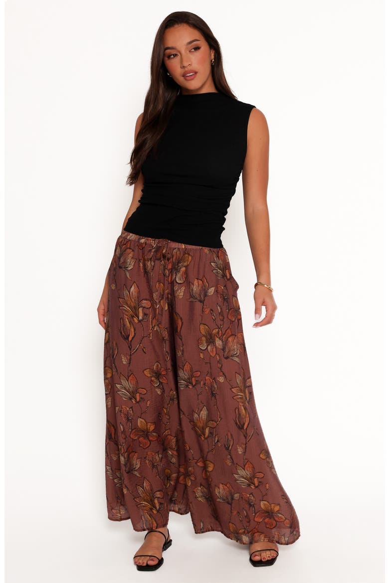 Larson Floral Print Wide Leg Pants, Alternate, color, BROWN FLORAL