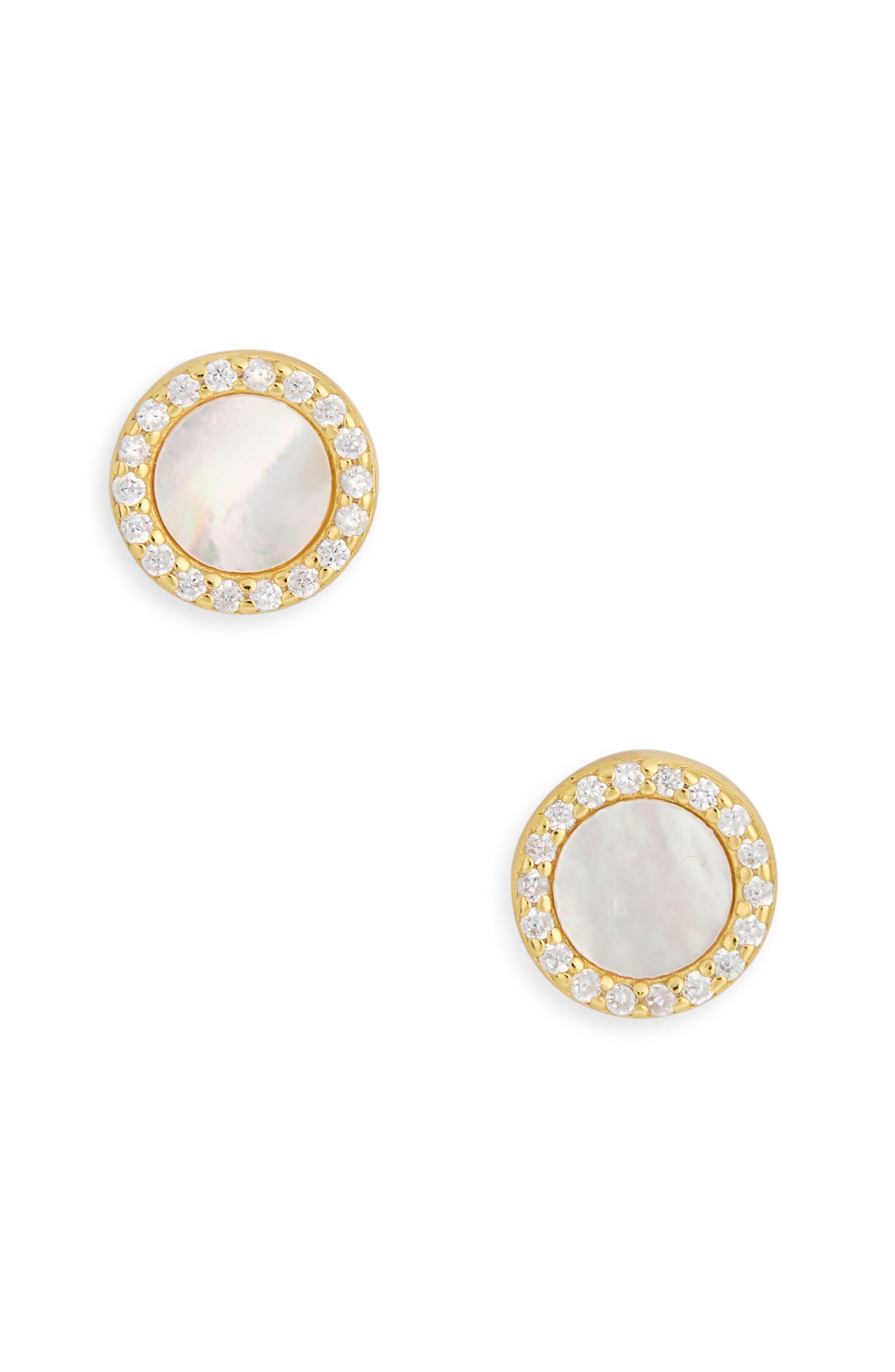 Mother of Pearl & Cubic Zirconia Stud Earrings