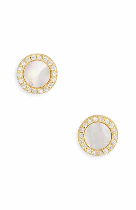 Mother of Pearl & Cubic Zirconia Stud Earrings