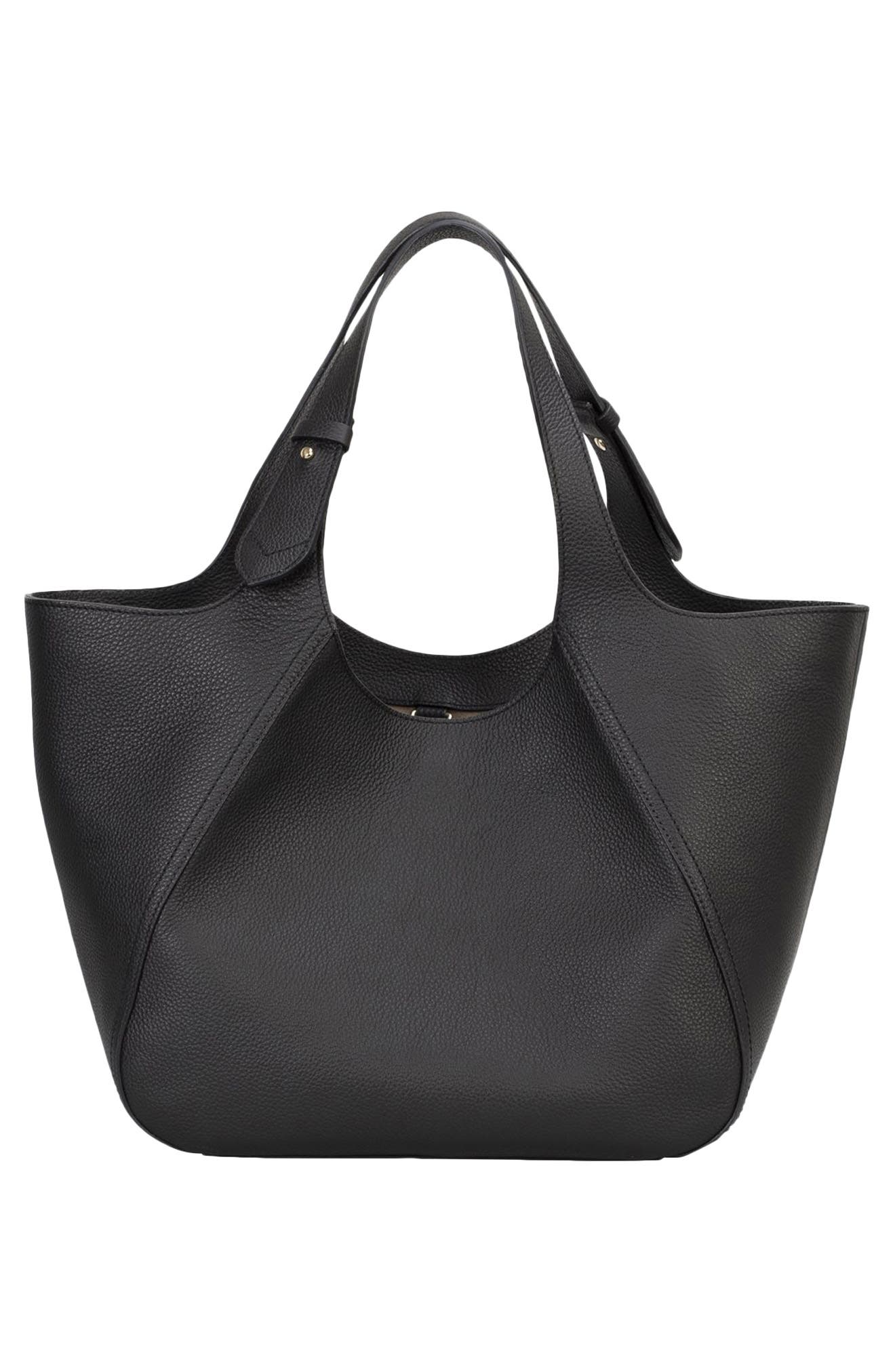 HUGO Big Lenah Leather Tote, Alternate, color, Black