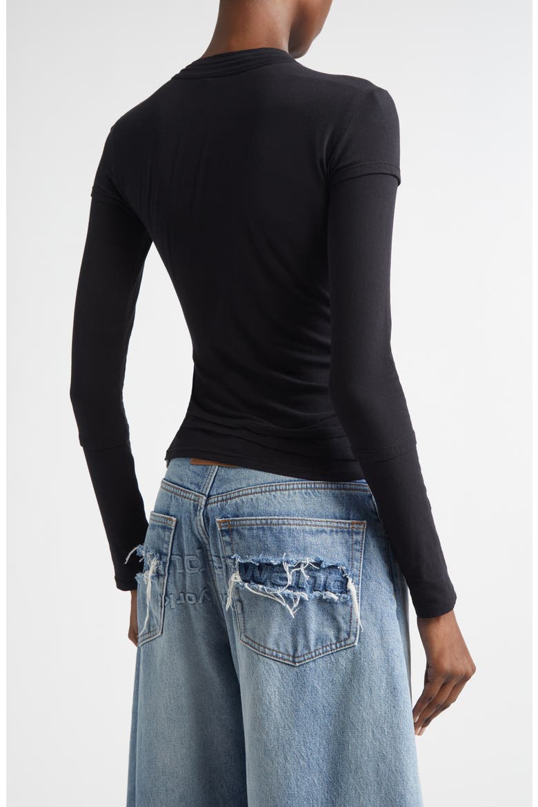 Long Sleeve Layered T-Shirt, Alternate, color, BLACK