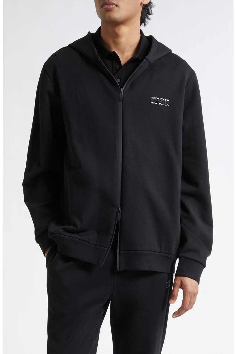 Cotton Zip Hoodie, Main, color, BLACK
