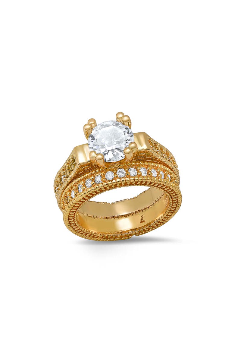 Set of 2 Assorted Simulated Diamond Rings, Main, color, GOLD